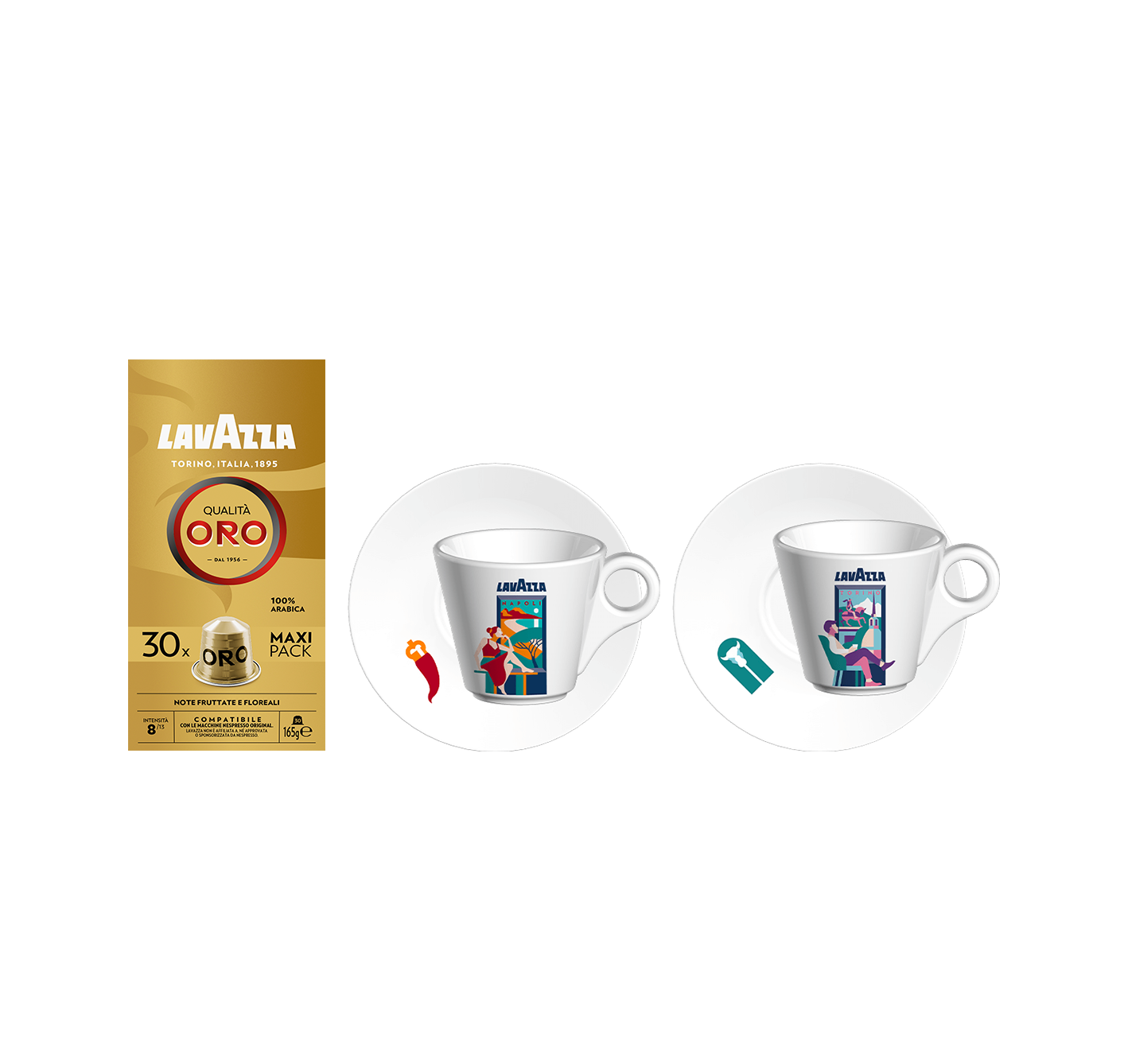 Coffret Qualità Oro 180 capsules Nespresso® + Set Espresso Turin et Naples offert