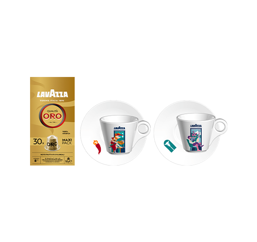 Coffret Qualità Oro 180 capsules Nespresso® + Set Espresso Turin et Naples offert