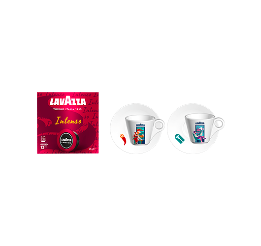 Coffret A Modo Mio Intenso 128 capsules + Set Espresso Turin et Naples offert