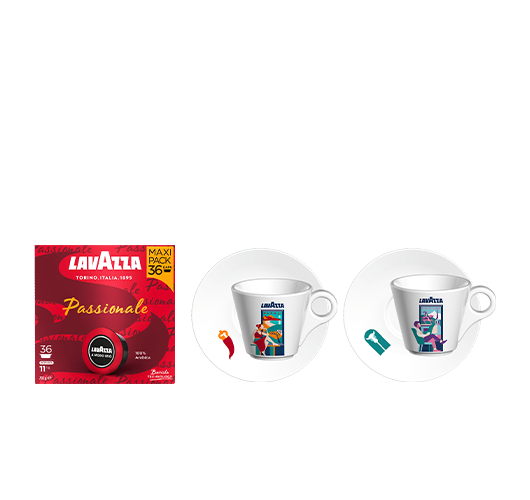 Coffret A Modo Mio Passionale 144 capsules + Set Espresso Turin et Naples offert